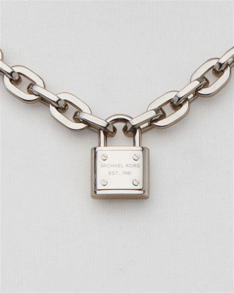 michael kors silver circle necklace|Michael Kors chain link necklace.